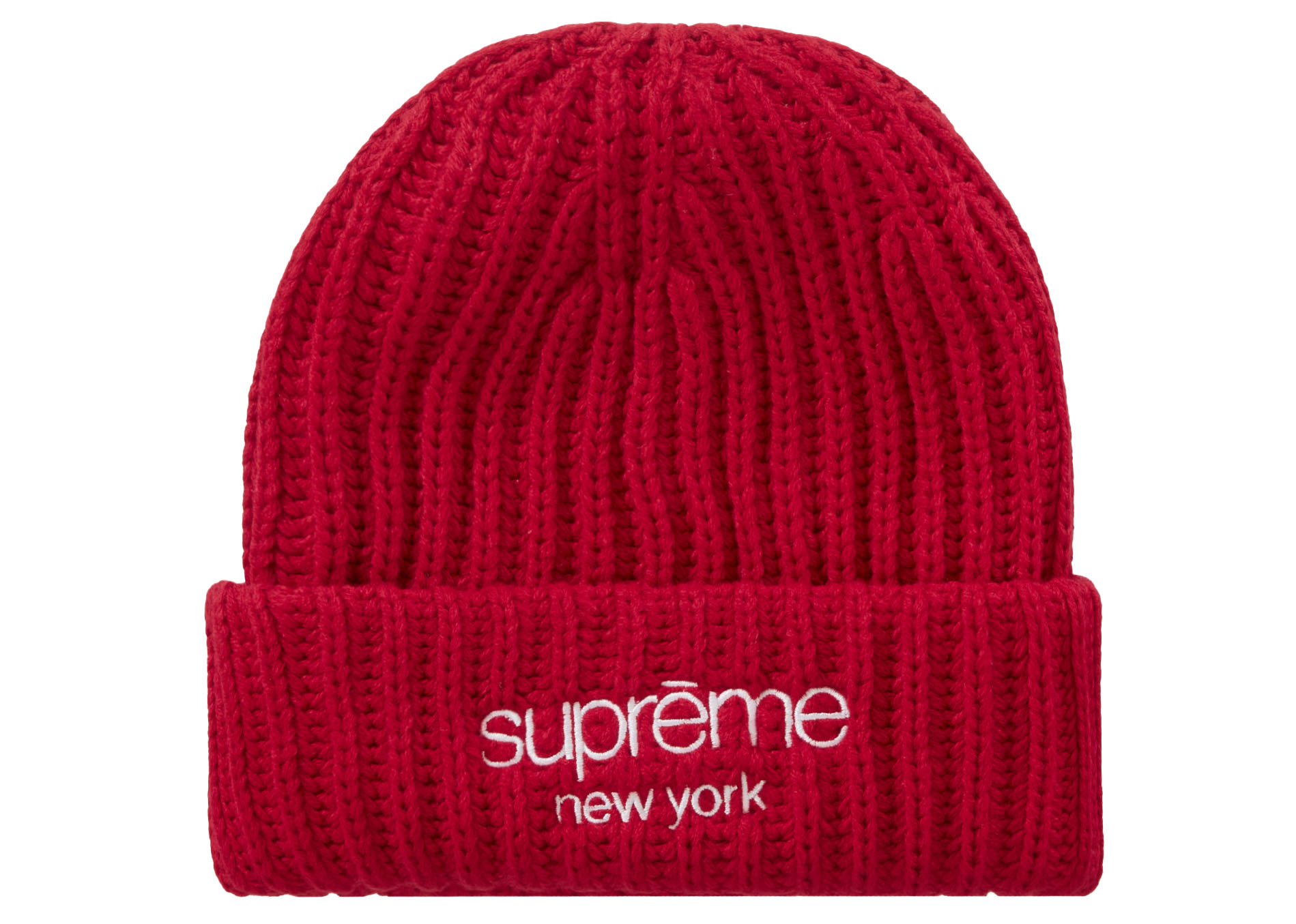 Supreme Classic Logo Chunky Ribbed Beanie Red - FW23 - US