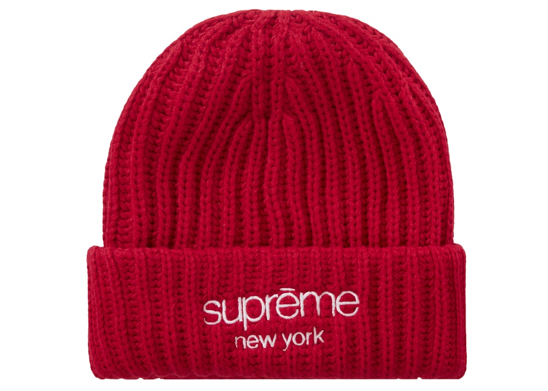 Pre-owned Supreme Classic Logo Chunky Ribbed Beanie Red