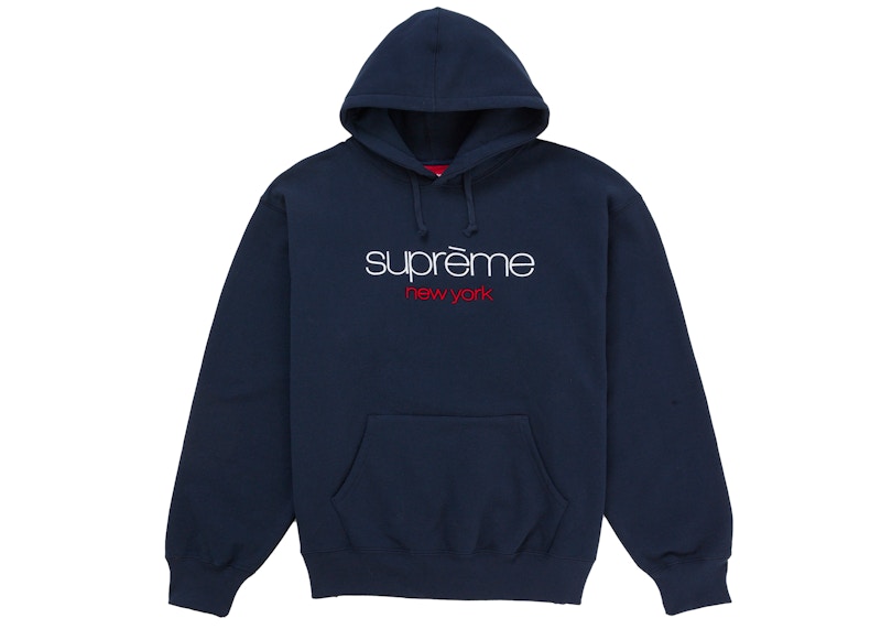Supreme Classic Logo Hooded Sweatshirt Navy Men's - SS26 - US