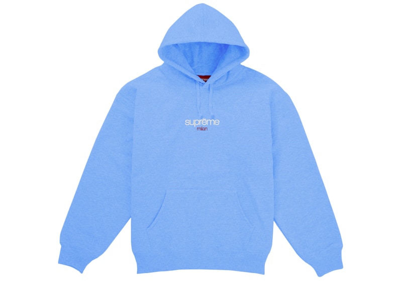 Supreme Classic Logo Milan Shop Hooded Sweatshirt Light Blue Men's
