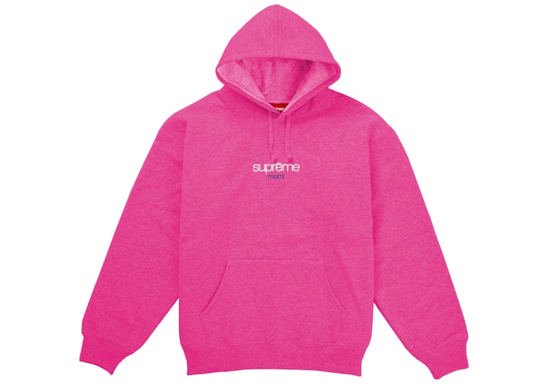 Supreme Classic Logo Miami Shop Hooded Sweatshirt Pink Men's - US