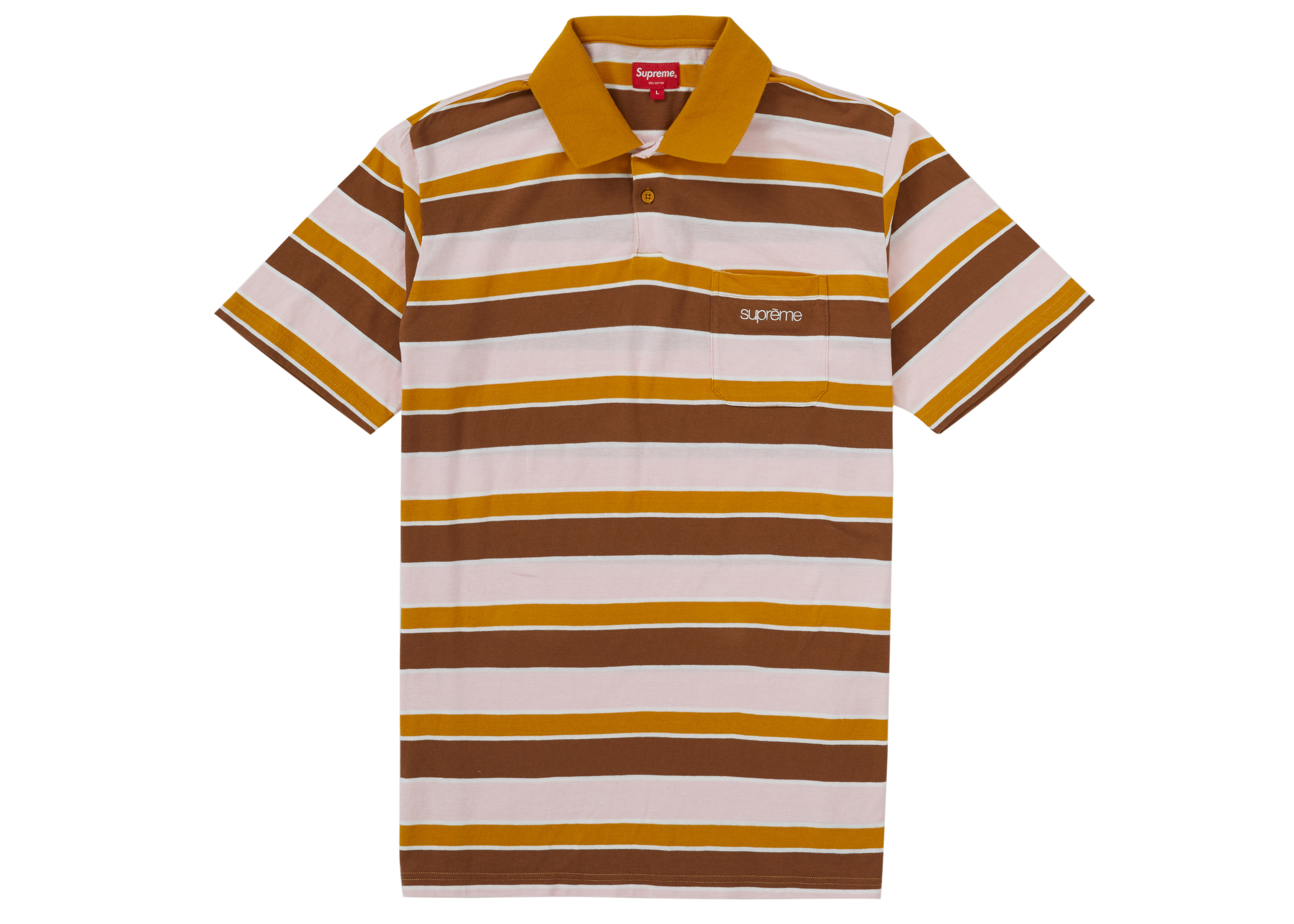 Supreme Classic Logo Stripe Polo Mustard Men's - SS19 - US