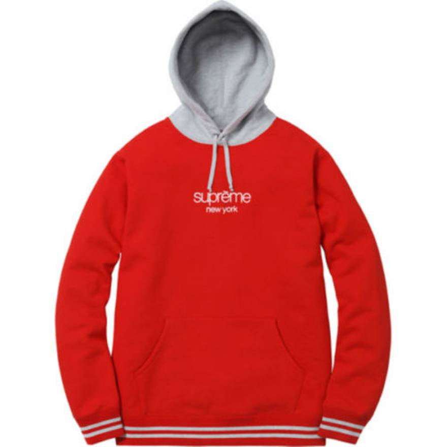 Supreme Classic Logo Two Tone Hoodie Red - FW15 - US