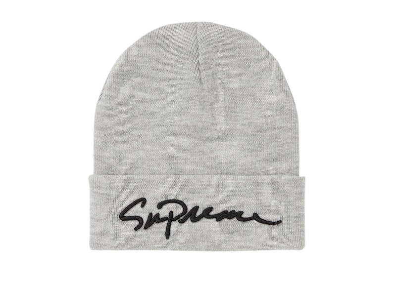 Supreme Classic Script Beanie Heather Grey - FW18 - US