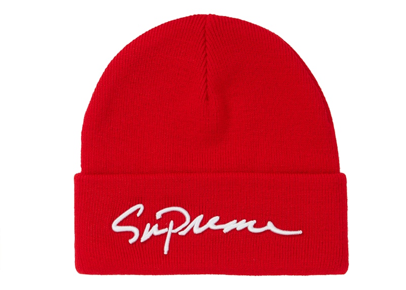 Supreme Classic Script Beanie Red - FW18 - TW