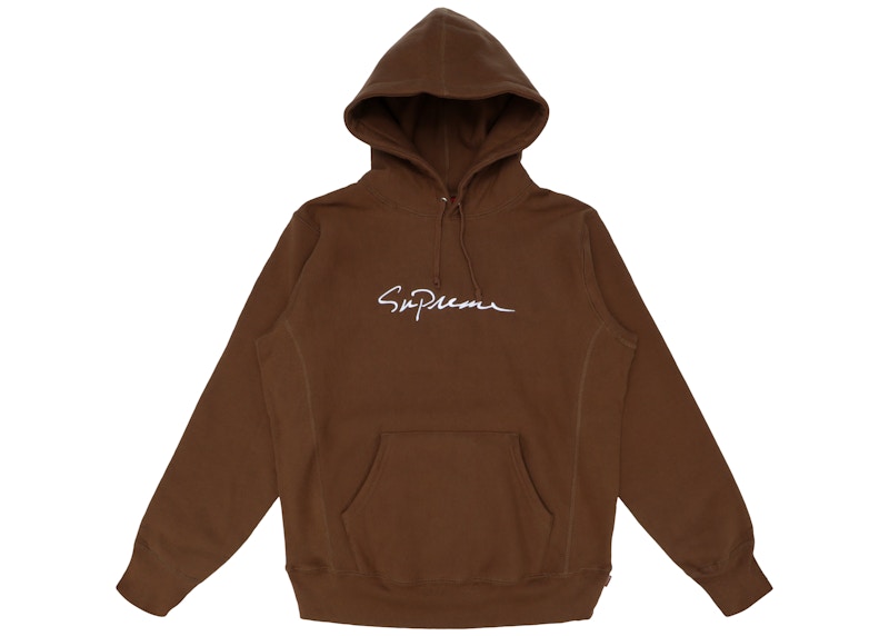 Supreme Classic Script Hooded Sweatshirt Brown - FW18 Men's - US