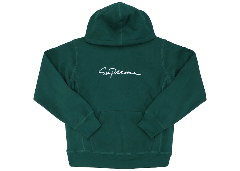 Supreme Classic Script Hooded Sweatshirt Dark Green Men's - FW18 - US