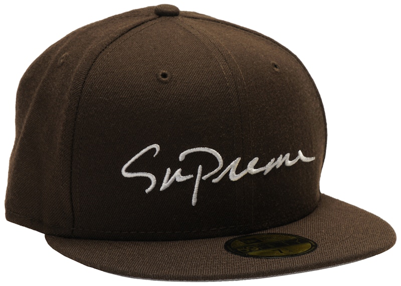 supreme classic script new era cap brown-eastgate.mk