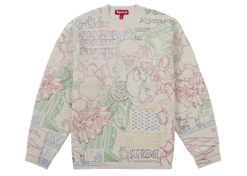 トップス Supreme Collage Embroidered Sweater Supreme Collage Embroidered Sweater White Men's - SS26 - US