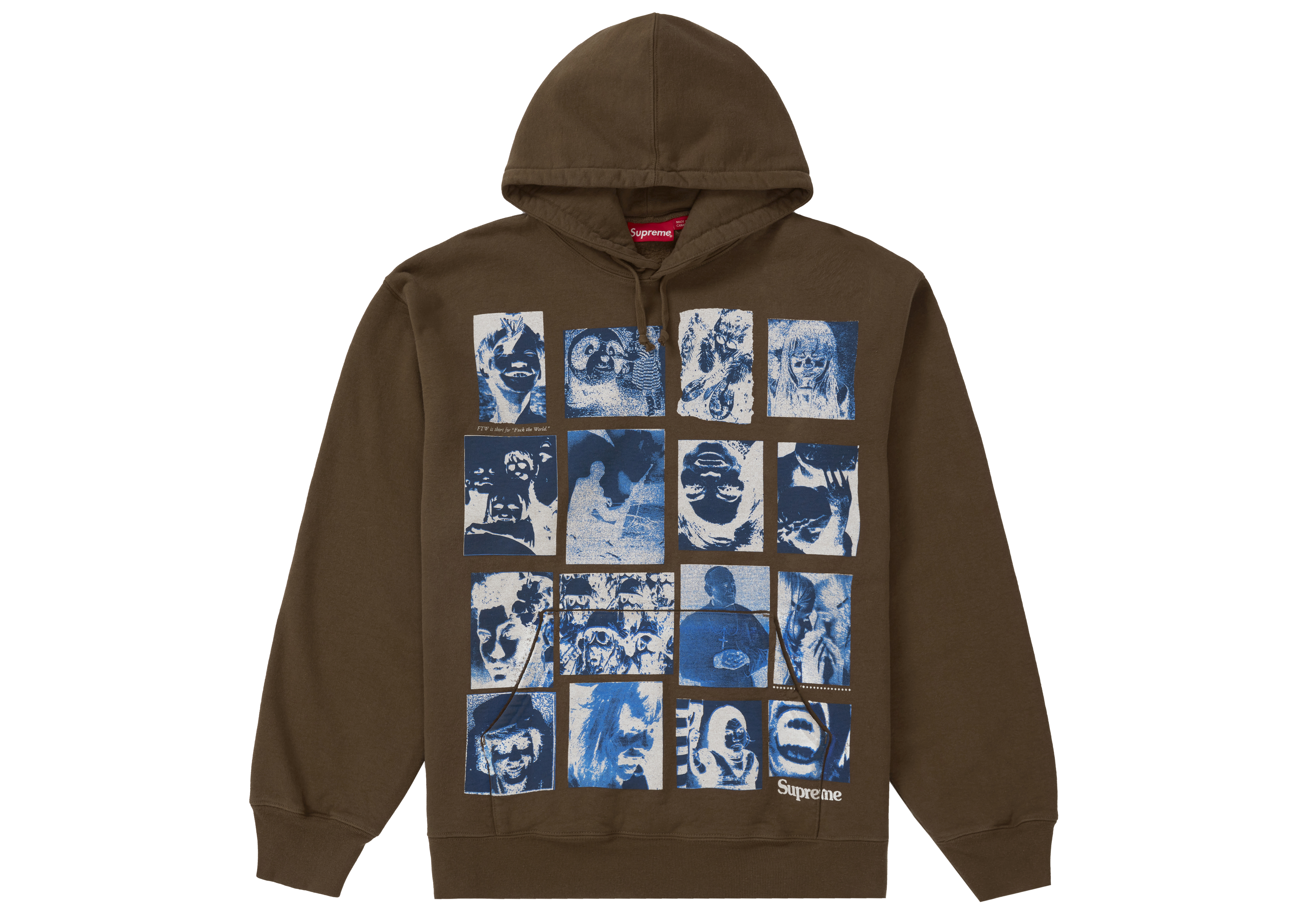 Supreme Collage Grid Hooded Sweatshirt Olive Brown Men's - FW21 - US