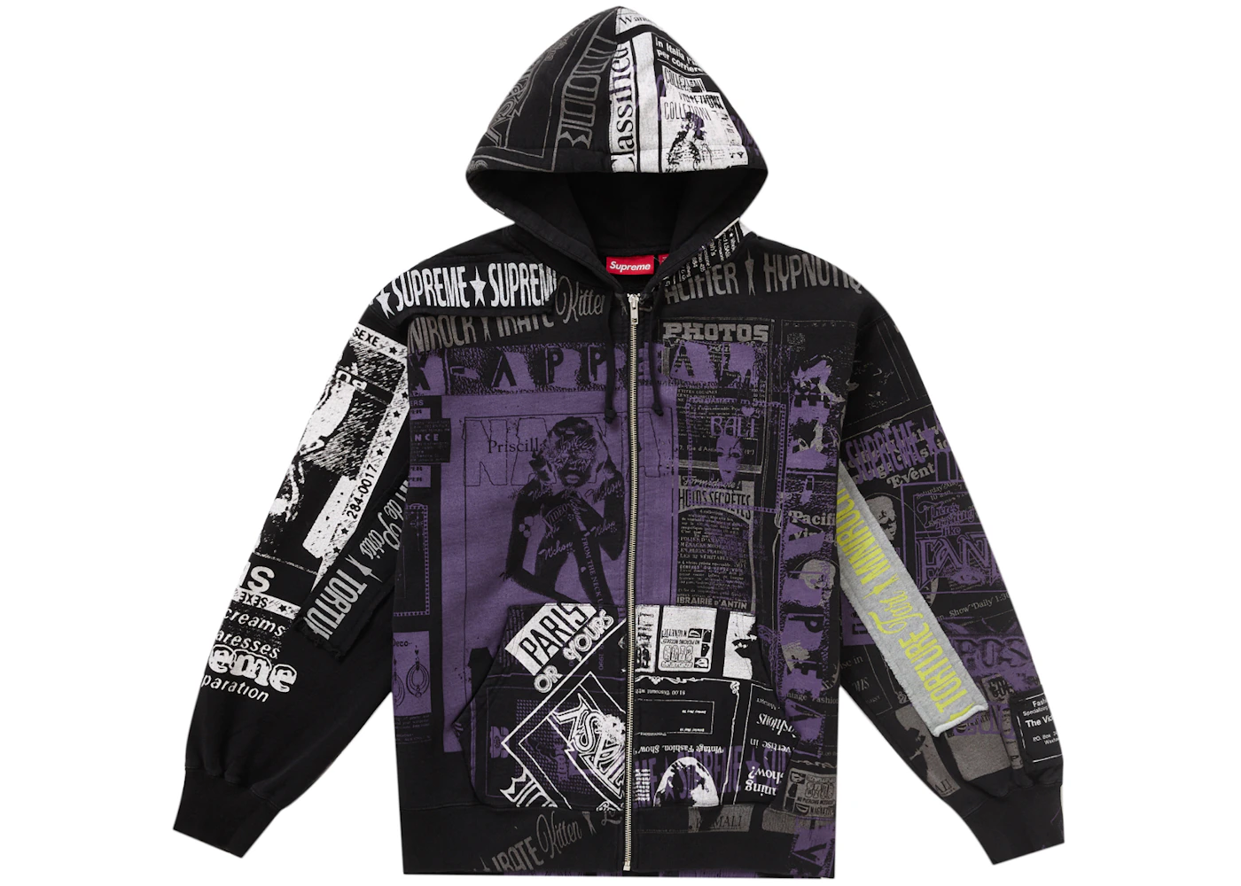 Supreme Collage Zip Up Hooded Sweatshirt Black Men's SS24 US