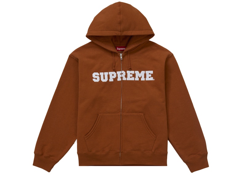 Supreme Collegiate Applique Zip Up Hooded Sweatshirt Rust