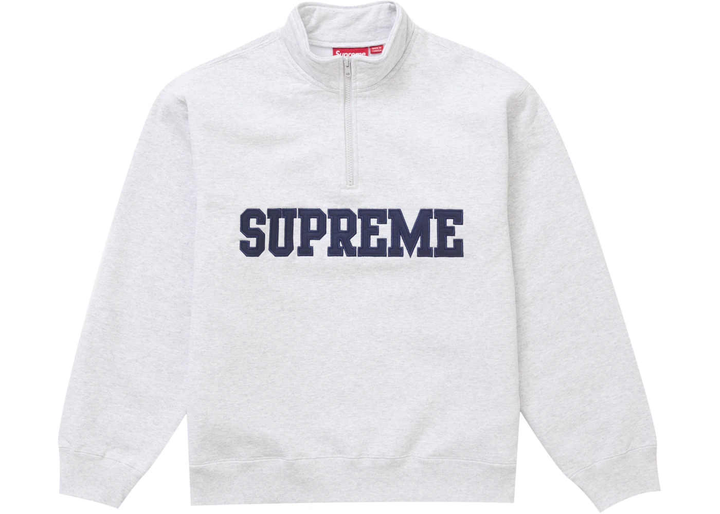 Supreme Collegiate Half Zip Pullover Ash Grey Men's FW24 US