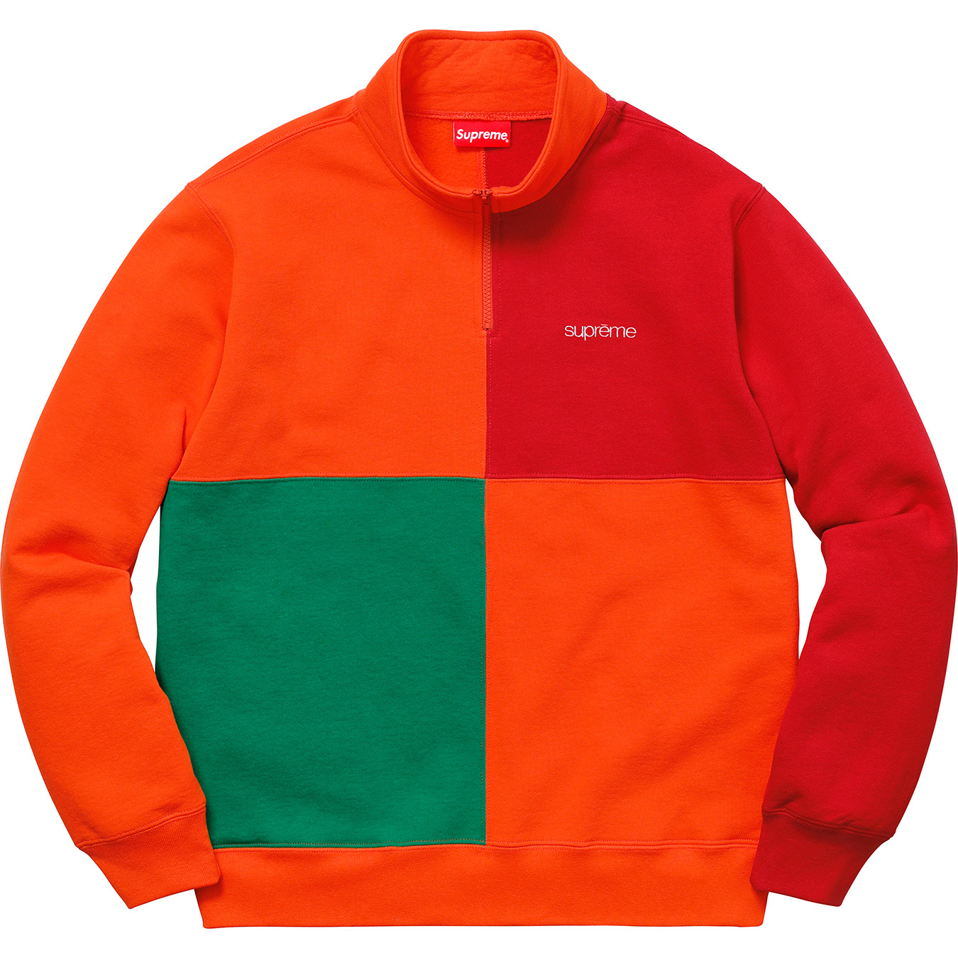 Supreme Color Blocked Half Zip Sweatshirt Dark Orange Men's - SS18