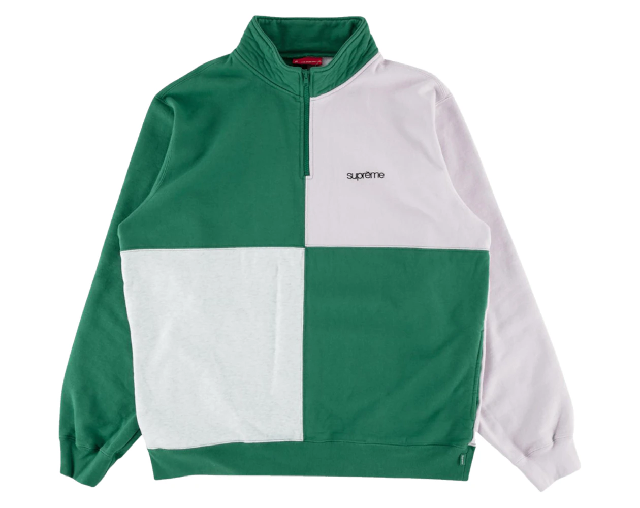 Supreme Color Blocked Half Zip Sweatshirt Light Pine Men's - SS18 - US
