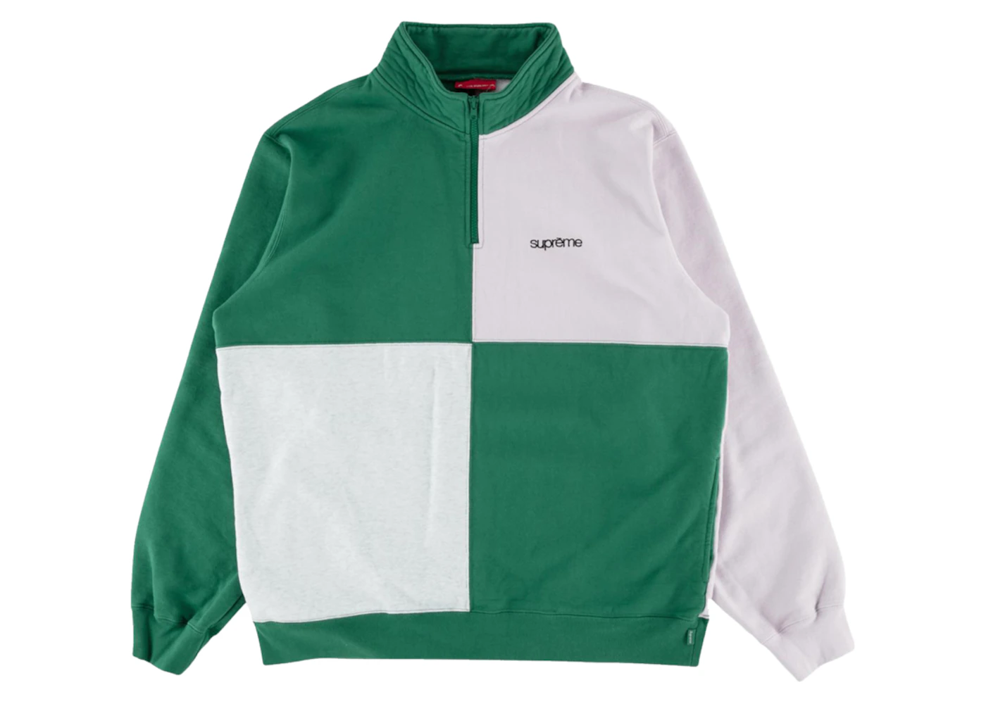 Supreme Color Blocked Half Zip Sweatshirt Light Pine Men's - SS18 - US
