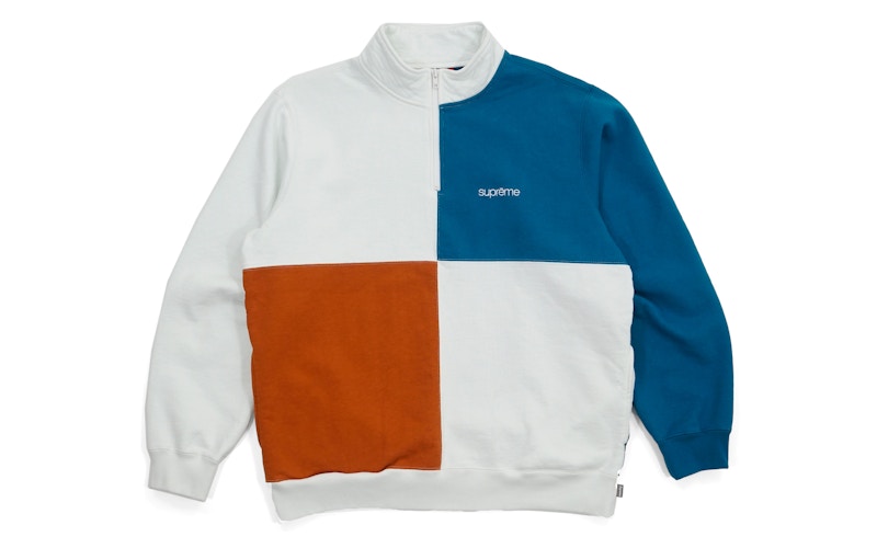 Supreme Color Blocked Half Zip Sweatshirt White - SS18 男装- CN