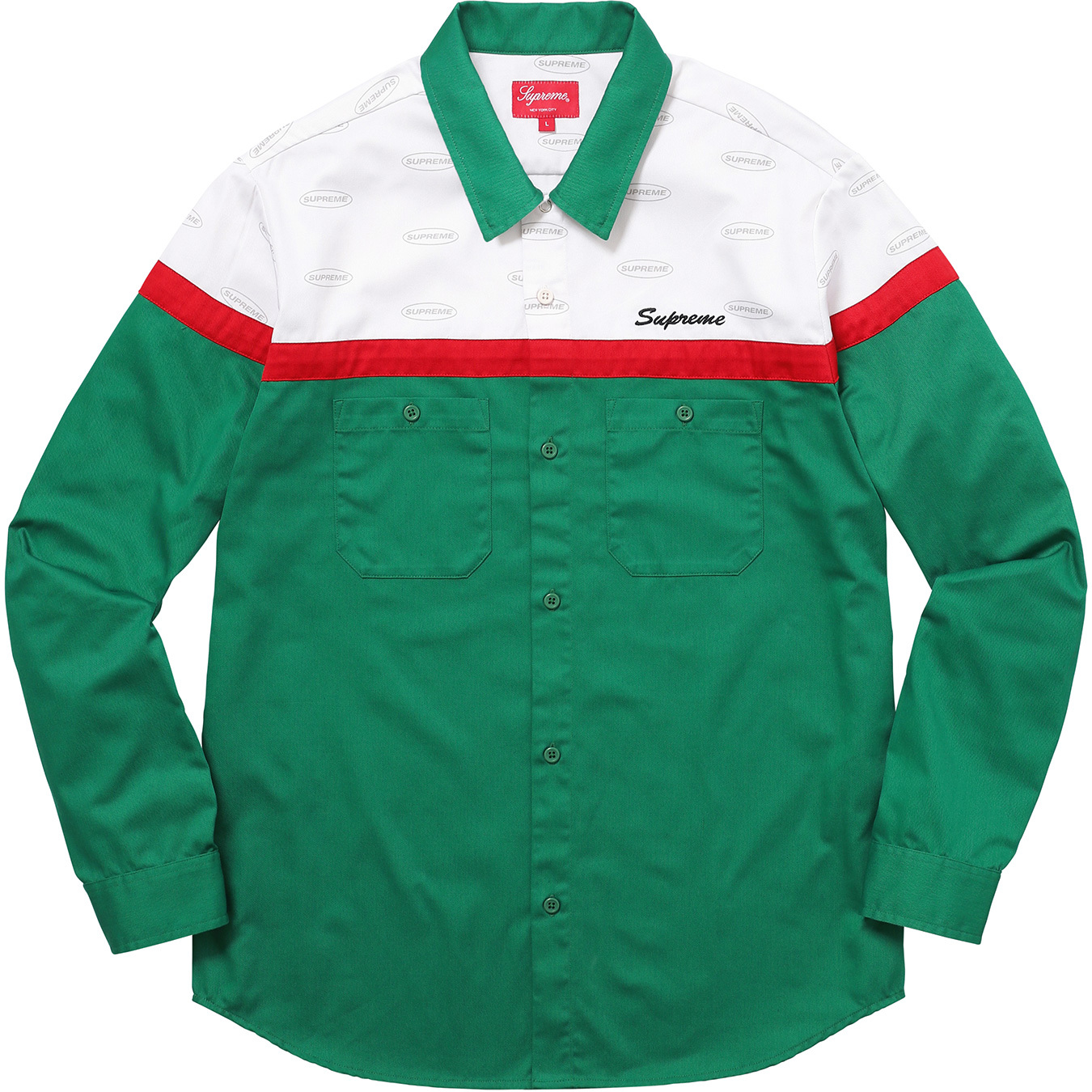 Supreme Color Blocked Work Shirt Green - FW17 - US