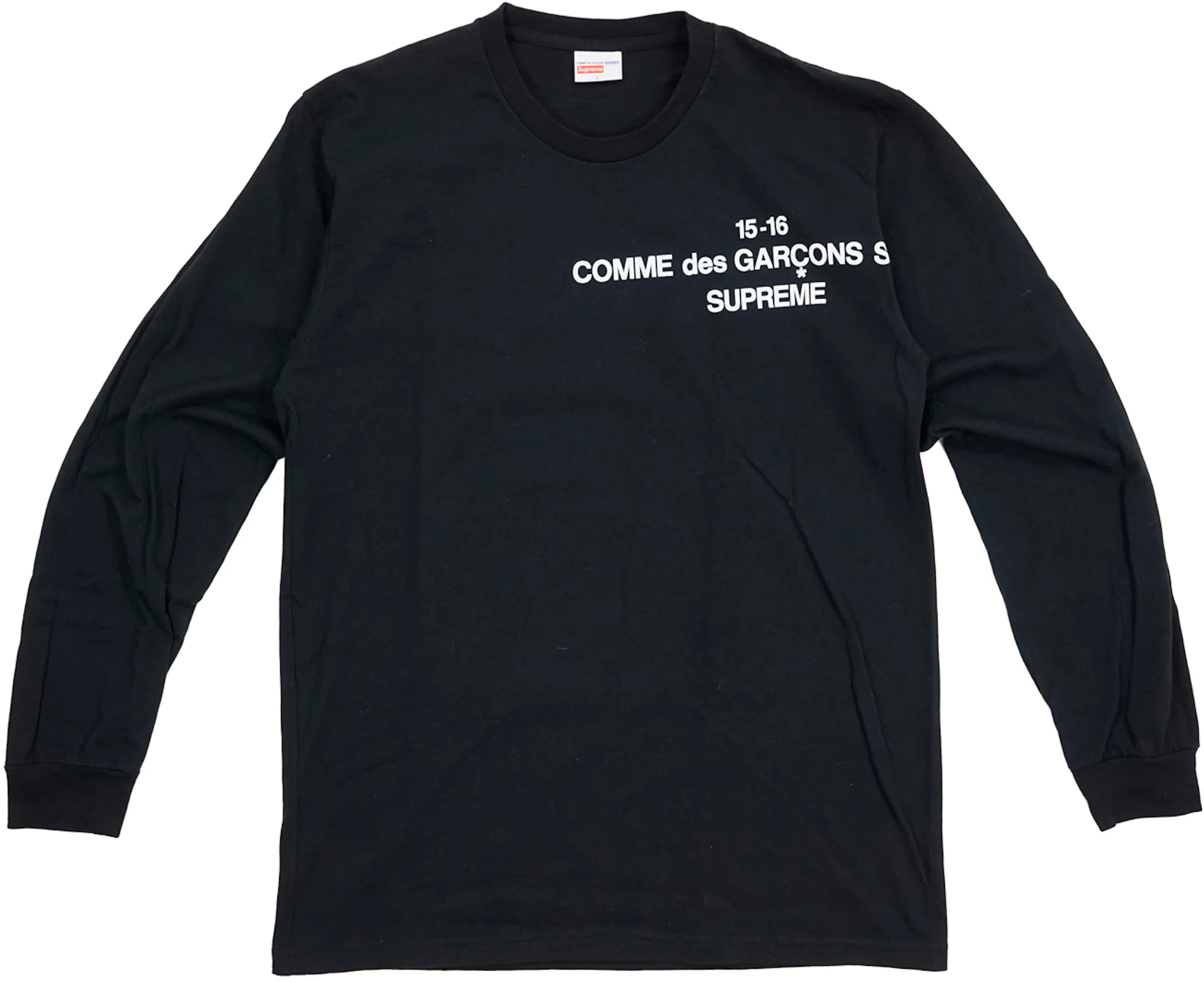 Supreme Comme Des Garcons Long Sleeve Tee Black Men's - FW15 - US