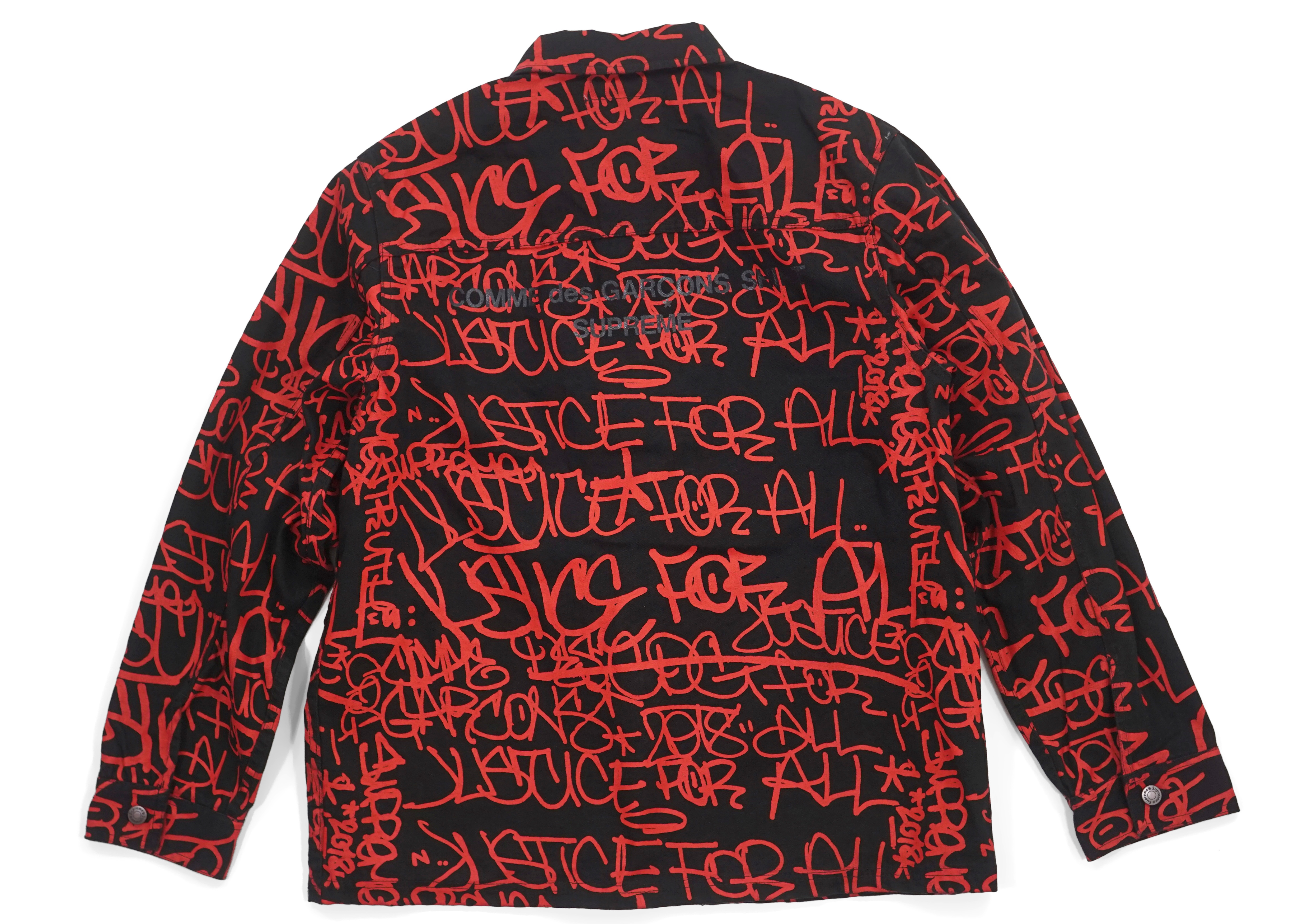 Supreme COMME DES GARCONS printed canvasレッドブラック赤