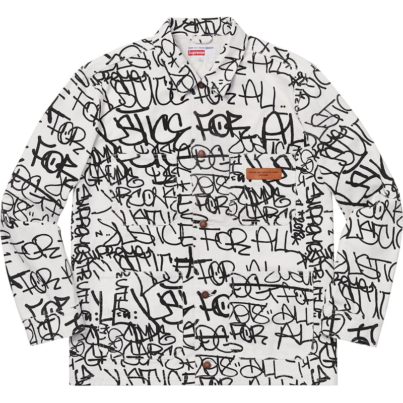 Supreme COMME DES GARCONS printed canvasレッドブラック赤