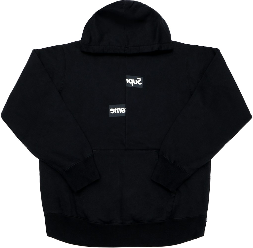 Supreme Comme Des Garcons Shirt Split Box Logo Hooded Sweatshirt Black Fw18 - supreme x cdg hoodie roblox