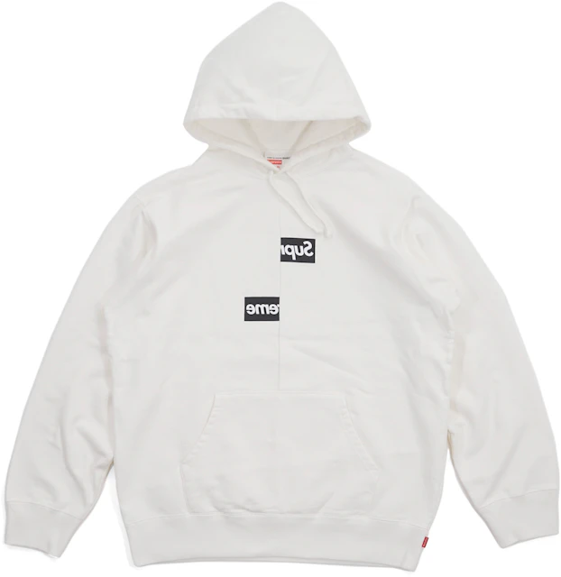 Supreme Comme des Garcons Split Box Logo Hooded Sweatshirt White - FW18 -