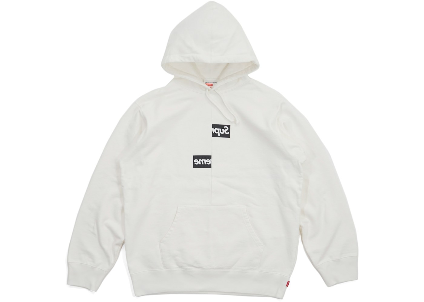 Supreme Comme Des Garcons Shirt Split Box Logo Hooded Sweatshirt White Fw18 Supreme Comme Des Garcons Shirt Split Box Logo Hooded Sweatshirt White Fw18