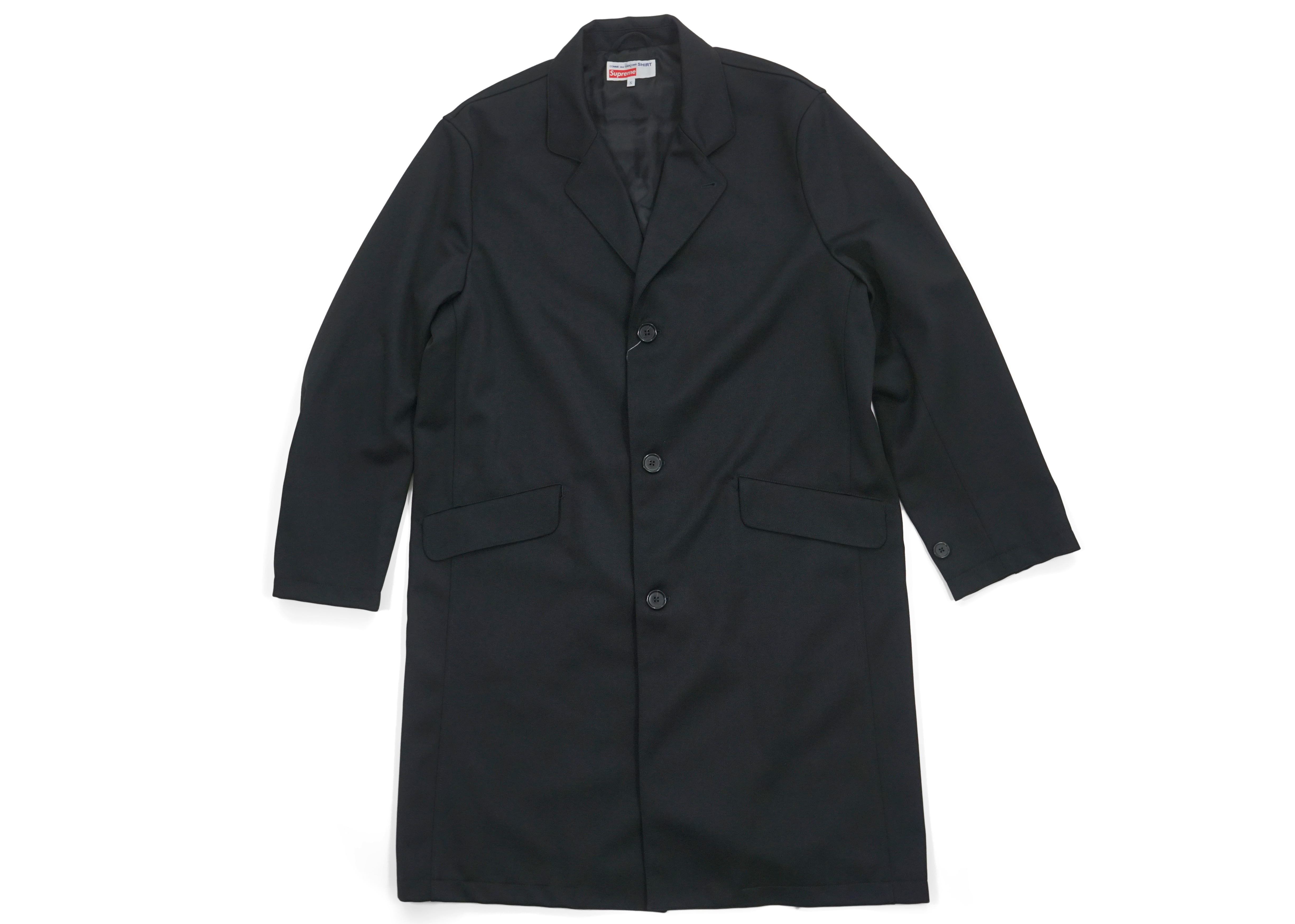 Supreme Comme des Garcons SHIRT Wool Overcoat Black