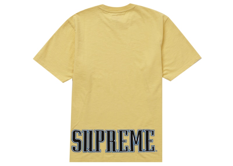 Supreme Contrast Appliqué S/S Top Pale Yellow Men's - FW22 - US