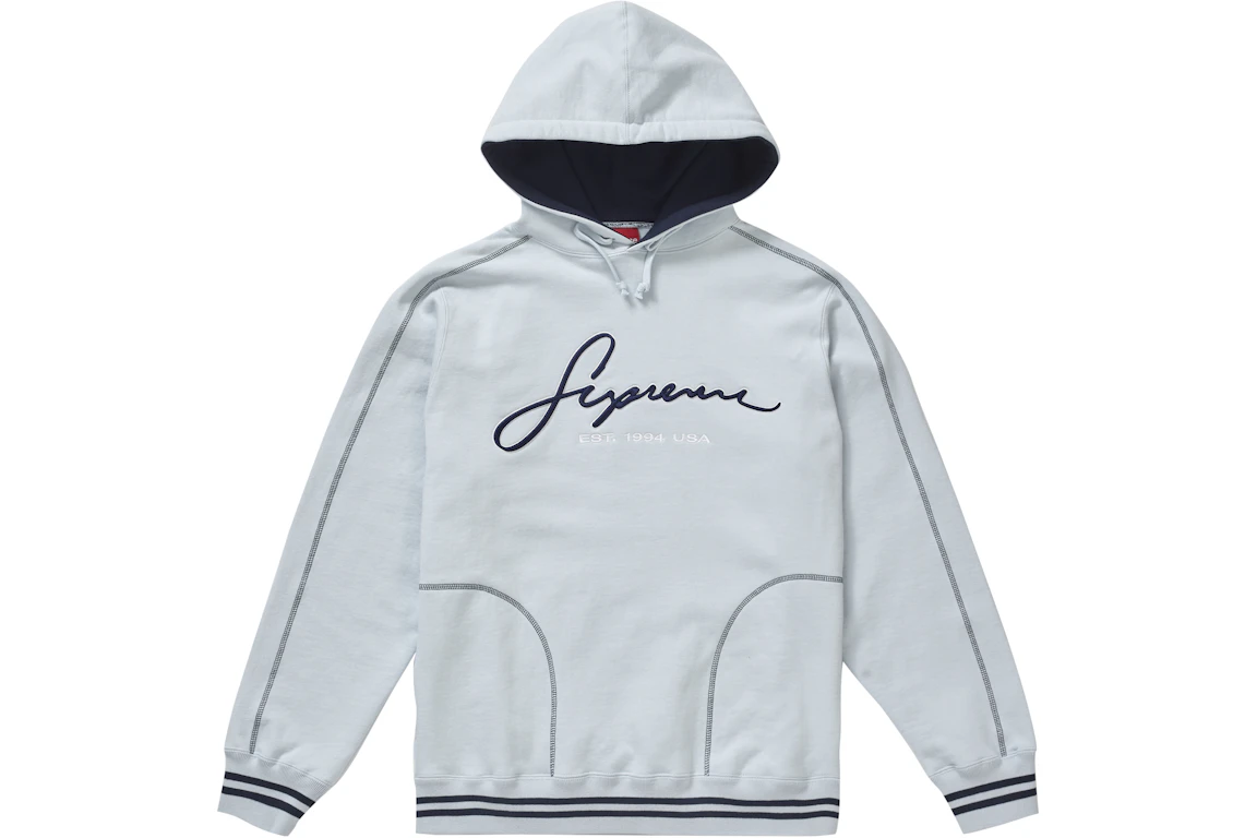Contrast embroidered hooded sweatshirt supreme Clearance
