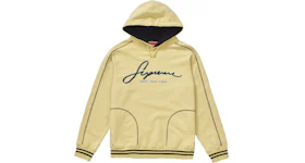 Supreme Contrast Embroidered Hooded Sweatshirt Pale Yellow