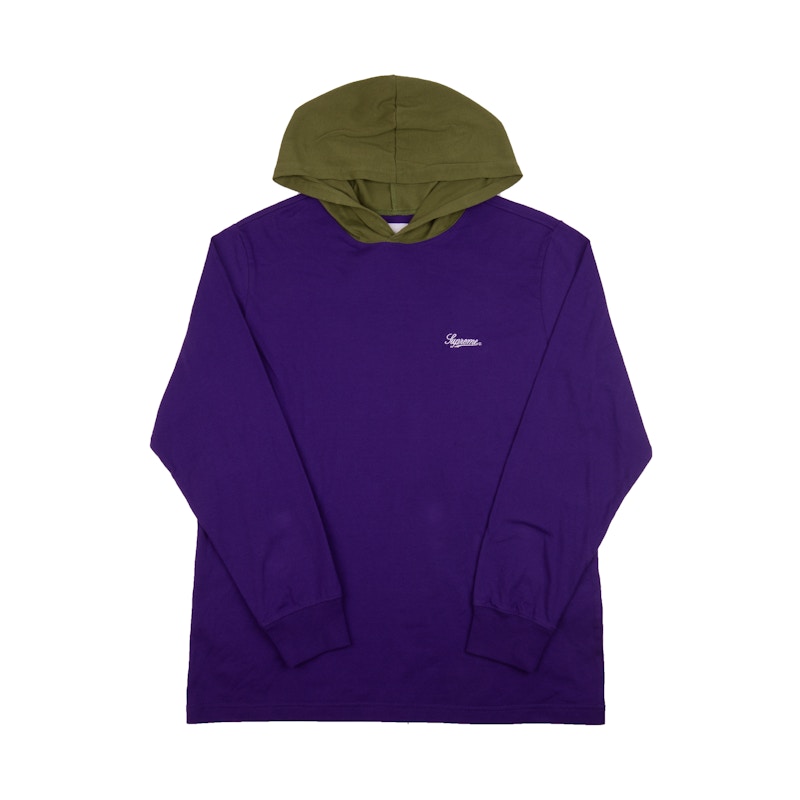 トップス Supreme Contrast Hooded Purple S Supreme Contrast Hooded LS Top Purple Men's - SS17 - US