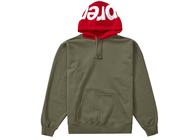 Supreme Contrast Hooded Sweatshirt Light Olive Men's - FW21 - GB