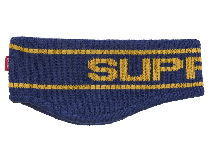 Pre-owned Supreme Contrast Logo Headband In Navy Blue