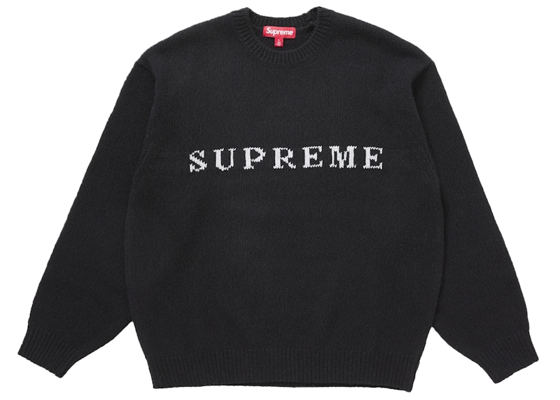 Supreme Contrast Logo Sweater Black Men's - SS25 - US
