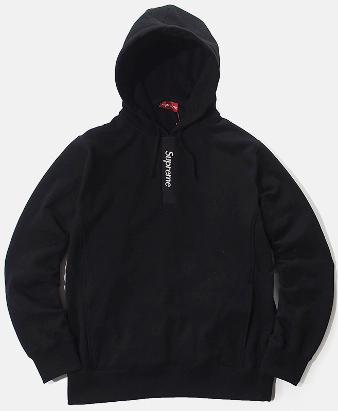 Supreme Contrast Plackett Hooded Sweatshirt Black Men's - SS16 - US