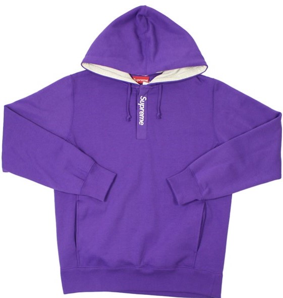 Supreme Contrast Plackett Hooded Sweatshirt Purple Men's - SS16 - US