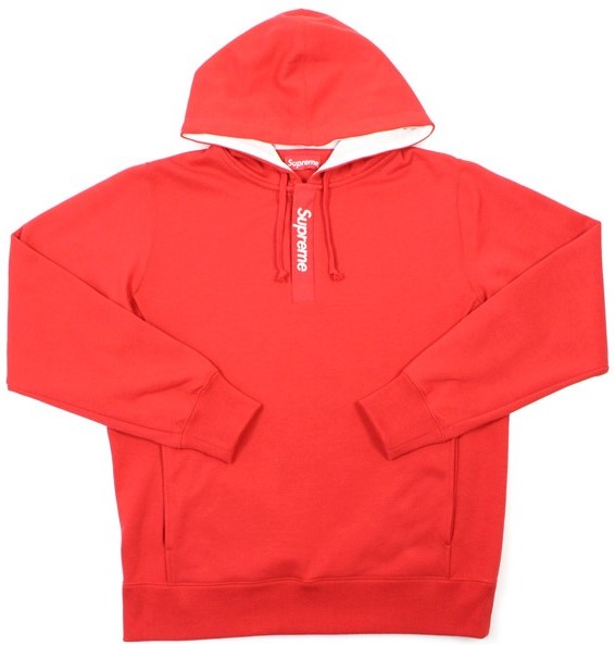 Supreme Contrast Plackett Hooded Sweatshirt Red メンズ - SS16 - JP
