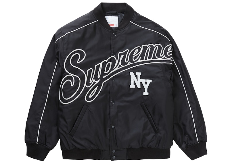 Supreme Script Varsity Puffy Jacket Black Men's - FW16 - US