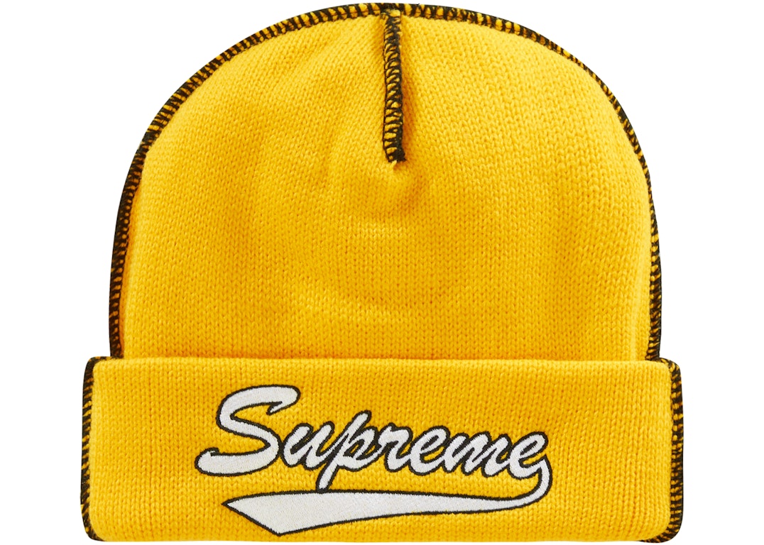 Pre-owned Supreme Contrast Stitch Beanie (fw22) Yellow