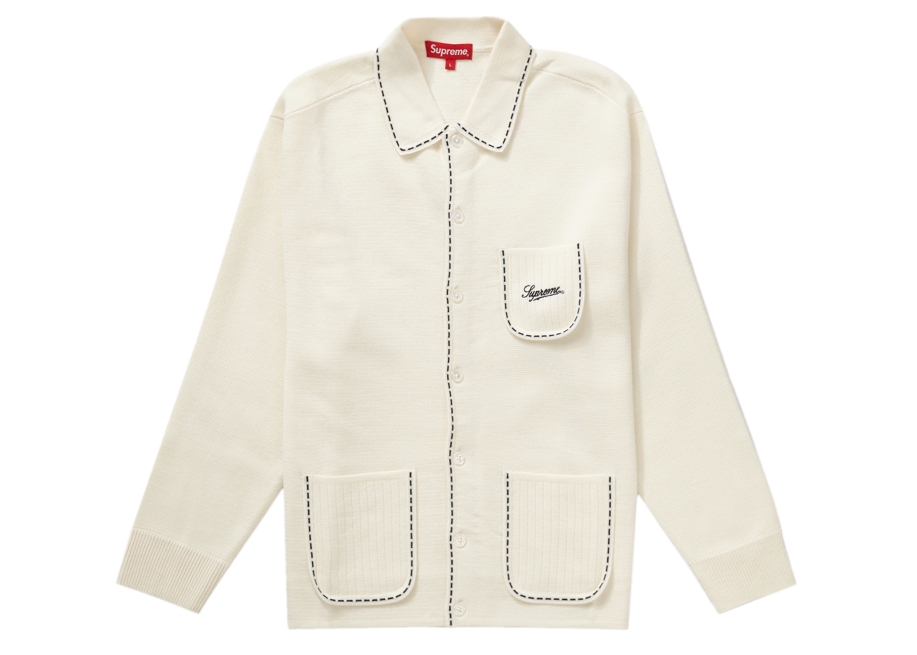 Supreme Contrast Stitch Button Up Natural - FW22 - US