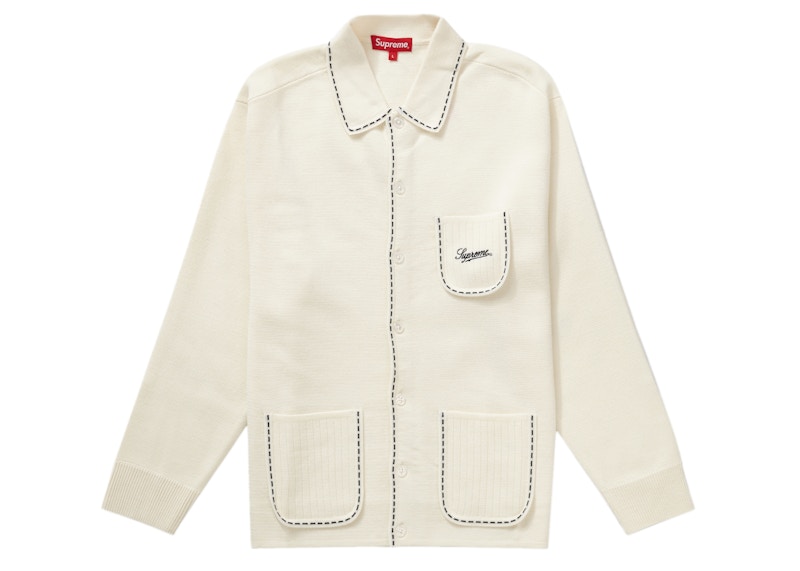 Supreme Contrast Stitch Button Up Sweate-