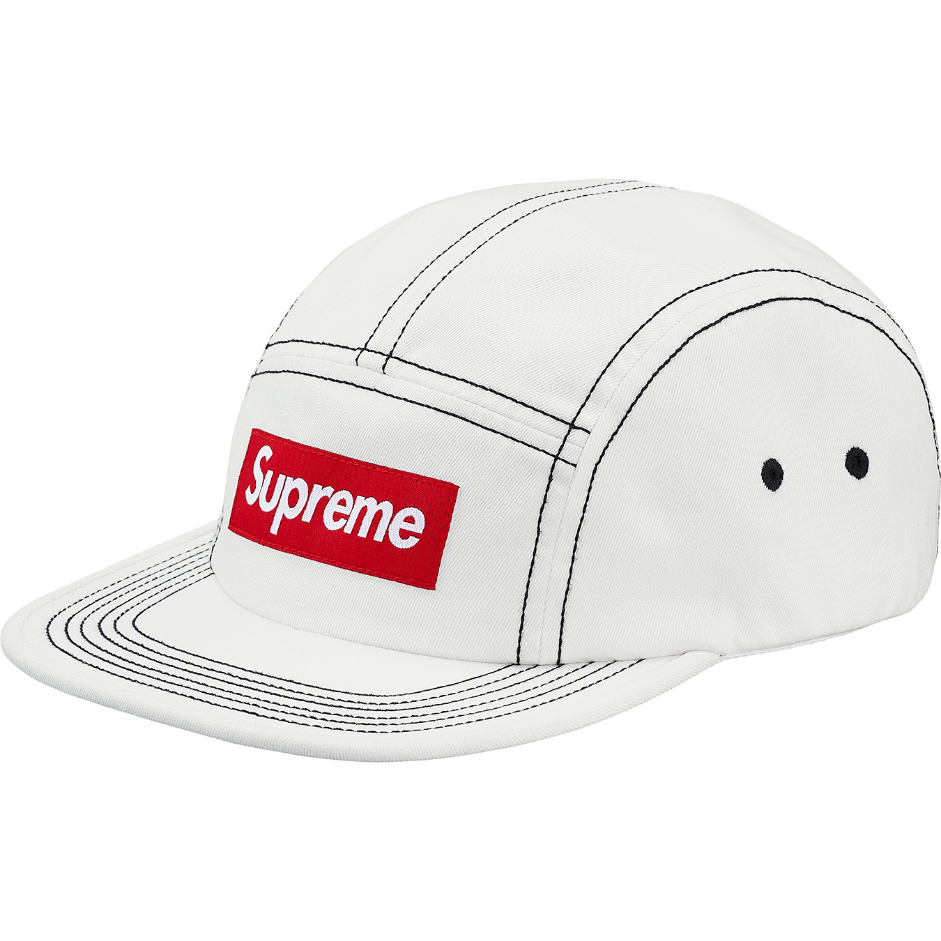 Supreme Contrast Stitch Camp Cap (SS18) White