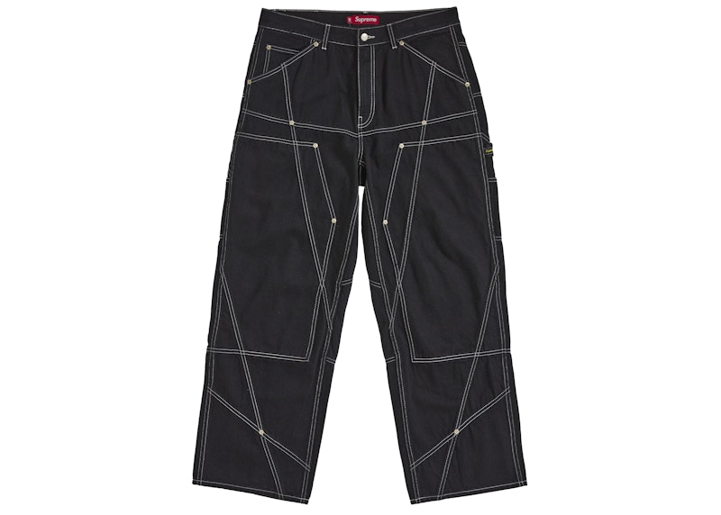 Supreme Contrast Stitch Double Knee Painter Jean Rigid Black Men's