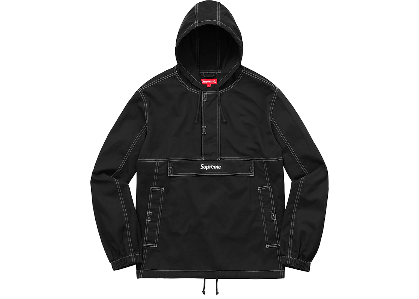 Supreme Contrast Stitch Twill Pullover Black Men's FW16 US