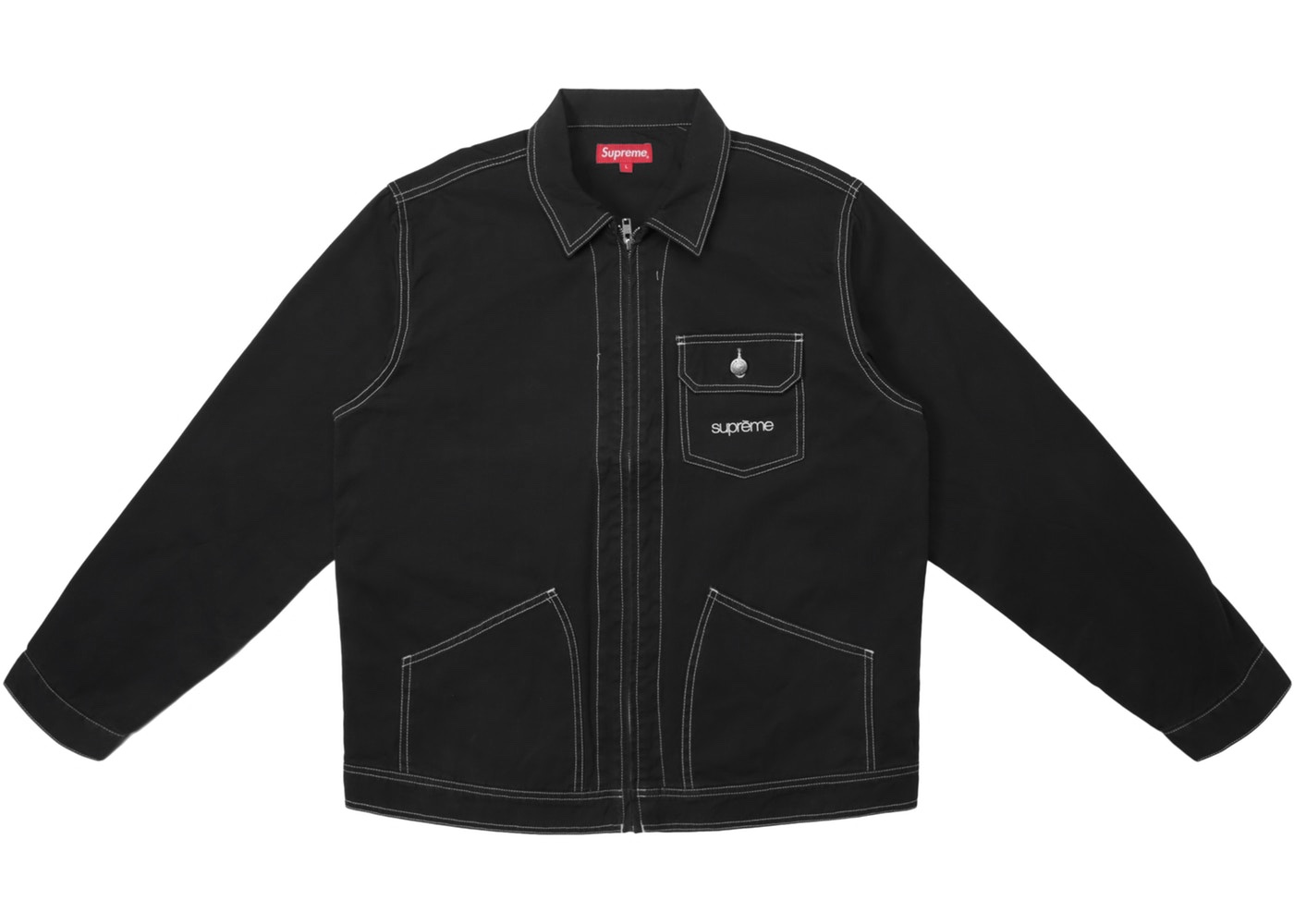 Supreme Contrast Stitch Work Jacket Black