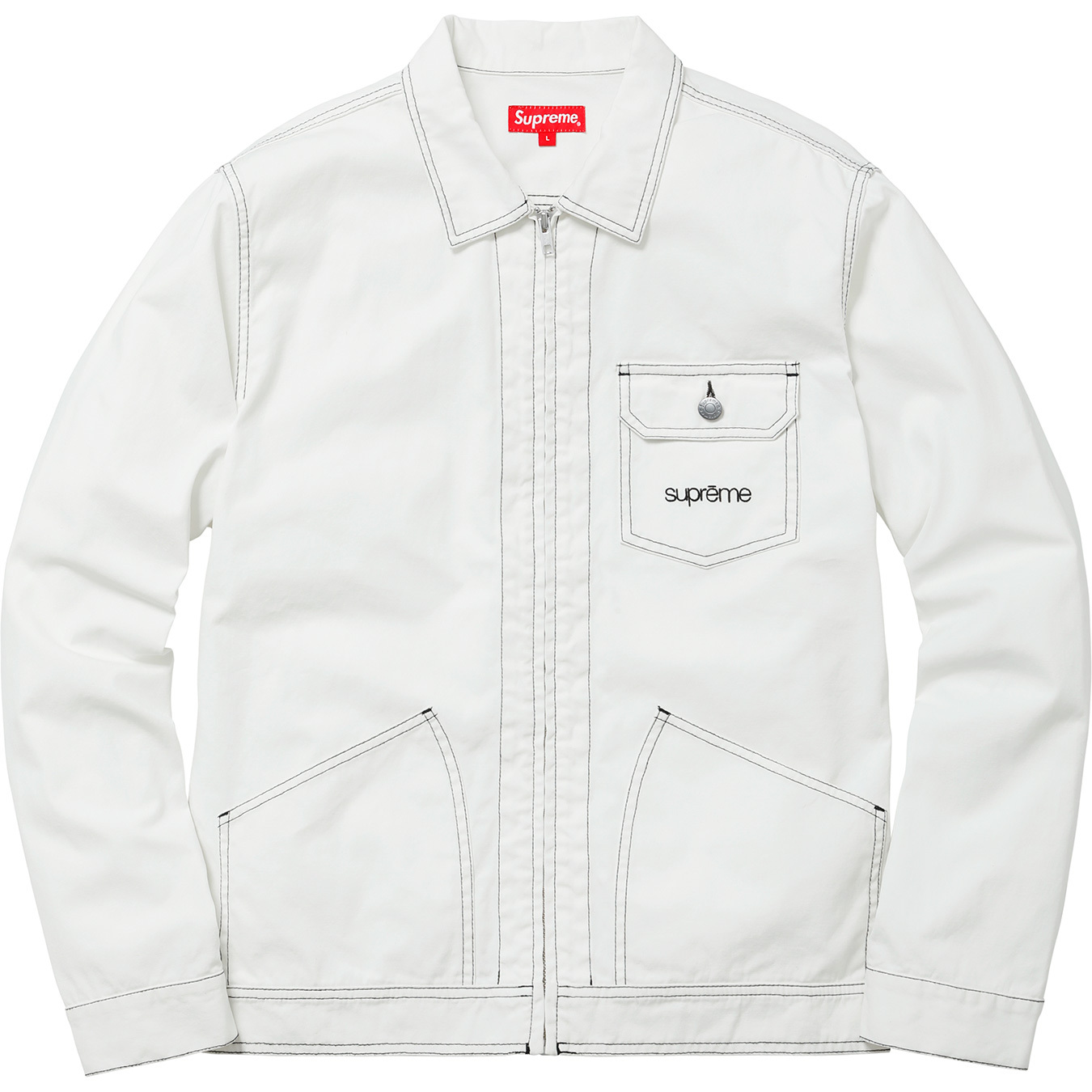 Supreme Contrast Stitch Work Jacket White - SS18 Men's - US