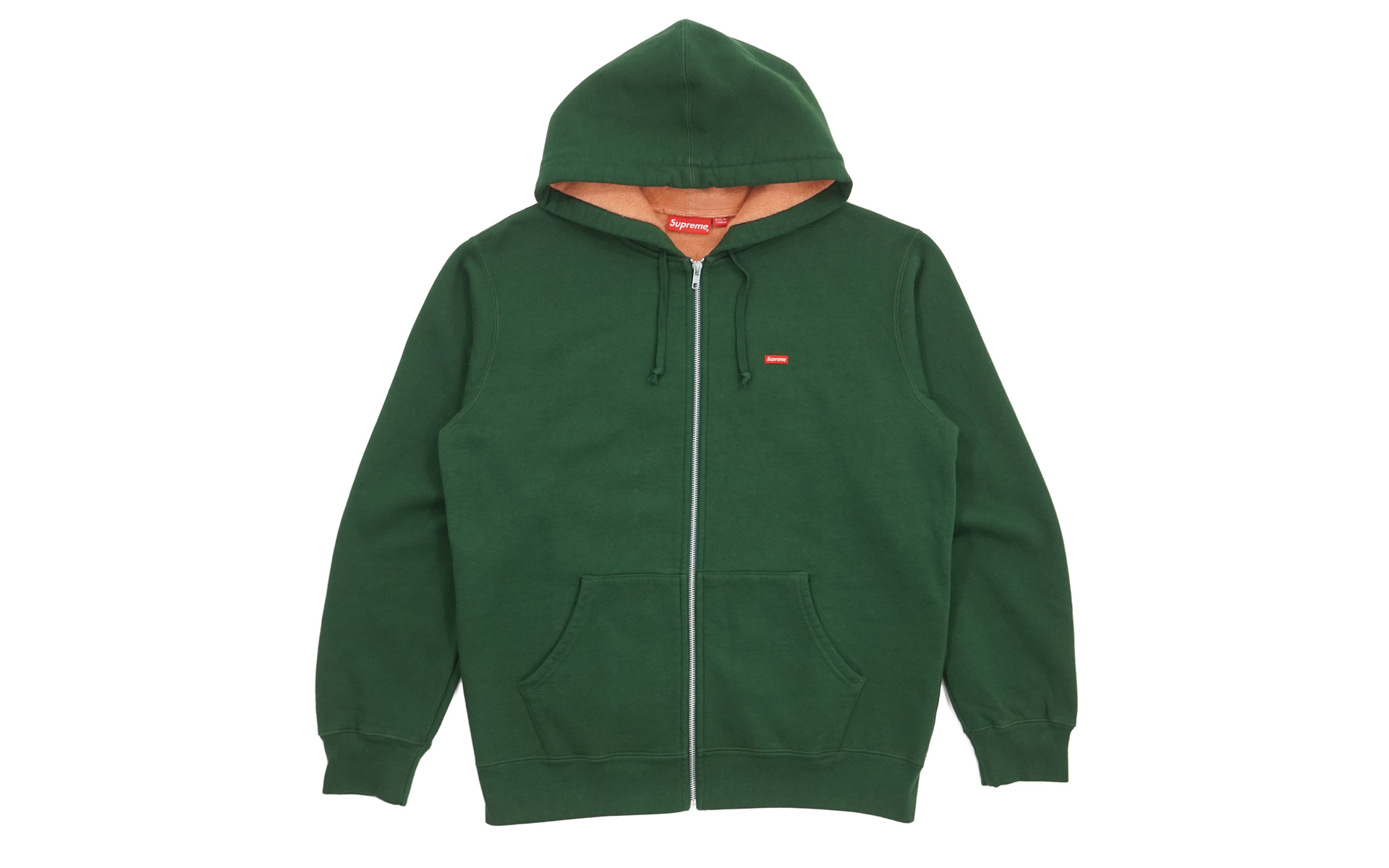 Supreme Contrast Zip Up Hooded Sweatshirt Dark Green