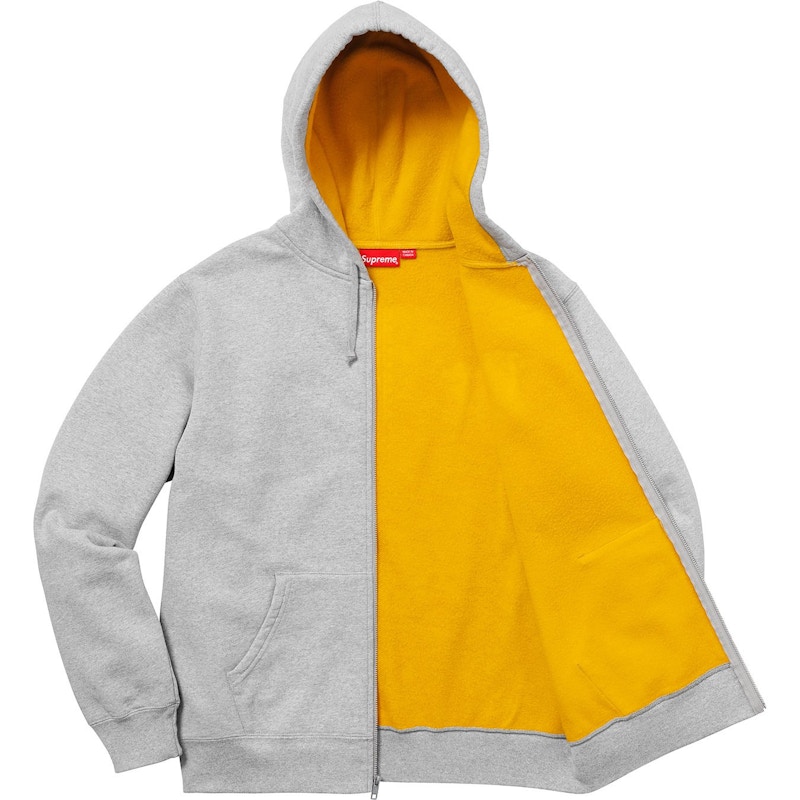 Supreme Contrast Zip Up Hooded Sweatshirt Heather Grey Men's